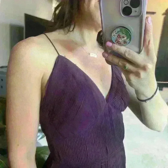 NWT BANANA REPUBLIC Plum Burgundy Pleated Maxi Strappy Formal Dress Women Pt 2 - Picture 4 of 12